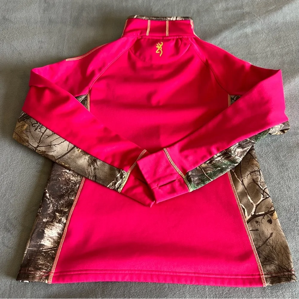 Browning Women's Soft Shell Camo Real Tree Print Hot Pink Zip Up Jacket M - Picture 3 of 8
